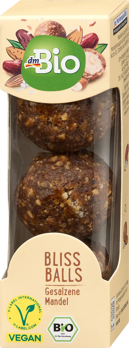 Био бонбони Bliss Balls със солени бадеми, 60 g