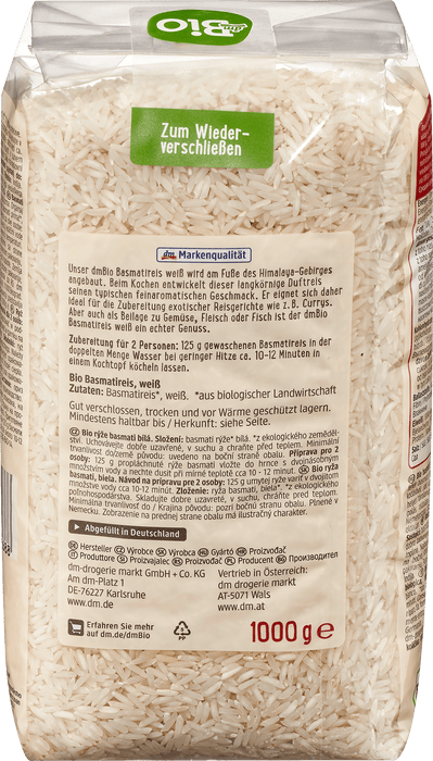 Био бял ориз басмати, 1 000 g