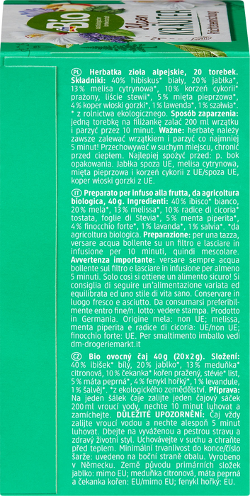Био чай Aлпийски билки с плодове (20x2g), 40 g