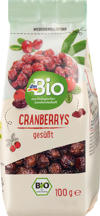 Био червени боровинки - подсладени, 100 g