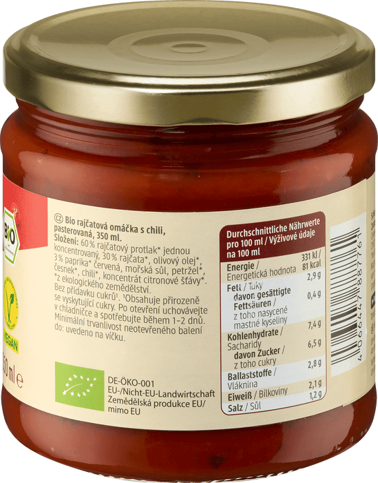 Био Доматен сос Арабиата с люти чушки, 350 ml