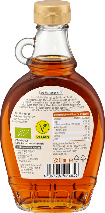 Био кленов сироп клас А, 250 ml