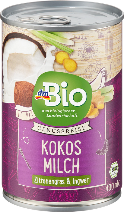Био кокосово мляко с лимонена трева и джинджифил, 400 ml