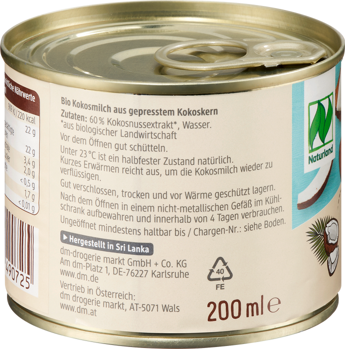Био кокосово мляко, 200 ml