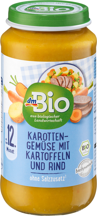 Био меню от моркови, картофи и телешко, 12+м, 250 g