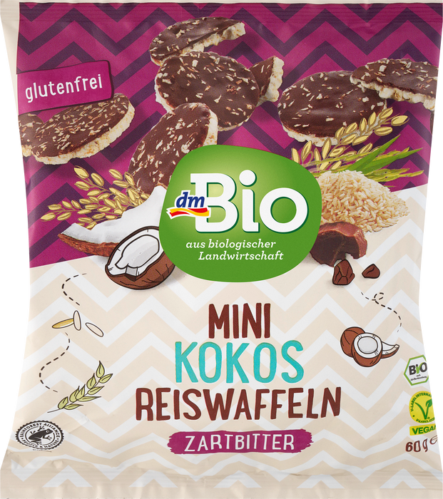 Био мини оризови вафли с натурален шоколад, 60 g