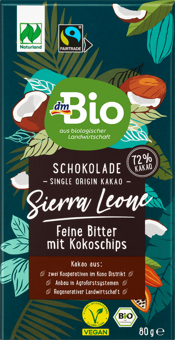 Био натурален шоколад Sierra Leone с кокосов чипс, 80 g