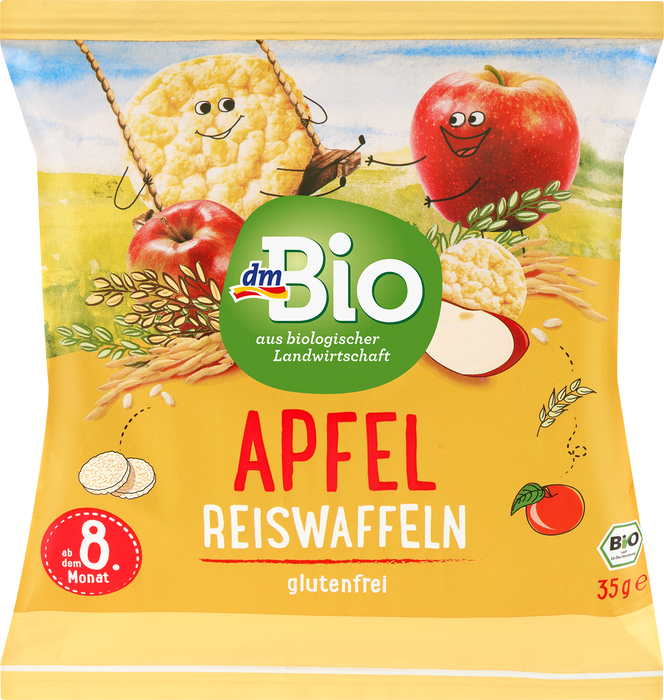 Био оризови вафли с ябълка, 8+м, 35 g