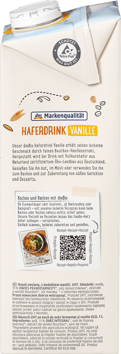 Био овесена напитка с ванилия, 1 l