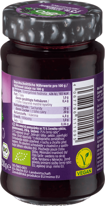 Био плодов конфитюр с черно френско грозде, 250 g