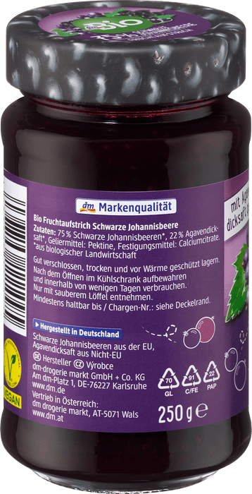 Био плодов конфитюр с черно френско грозде, 250 g