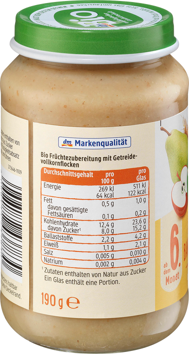 Био плодово пюре от ябълка, круша и банан, 190 g