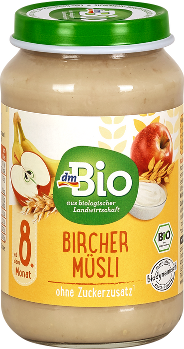 Био плодово пюре с йогурт и Bircher мюсли, 190 g