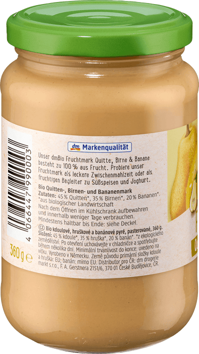 Био пюре от дюли, круши и банани, 360 g