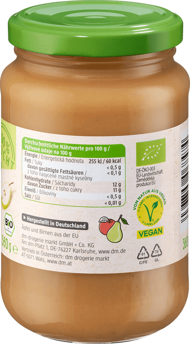 Био пюре от ябълки и круши, 360 g