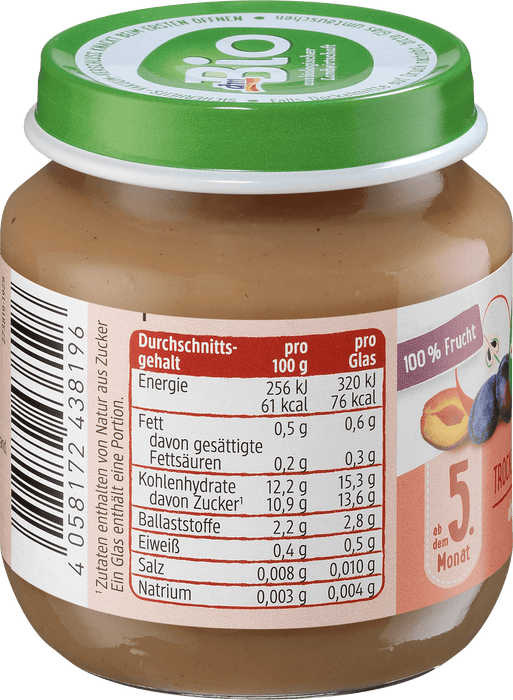 Био пюре от ябълки и сушени сливи, 125 g