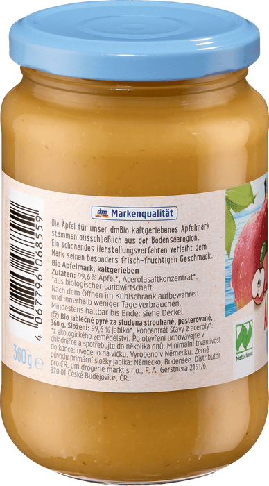 Био пюре от ябълки, студено настъргани, 360 g