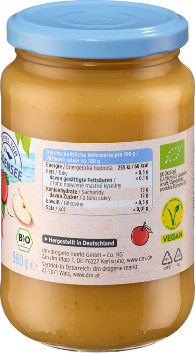 Био пюре от ябълки, студено настъргани, 360 g