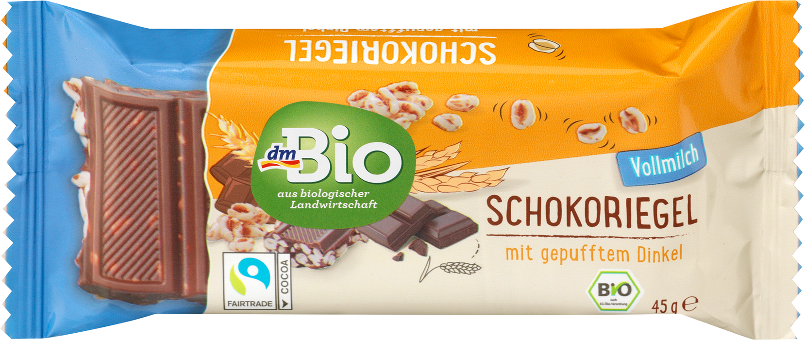 Био шоколадово блокче с пукана спелта, 45 g
