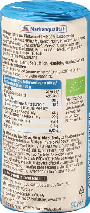 Био слепени бисквити с какаов крем, 90 g