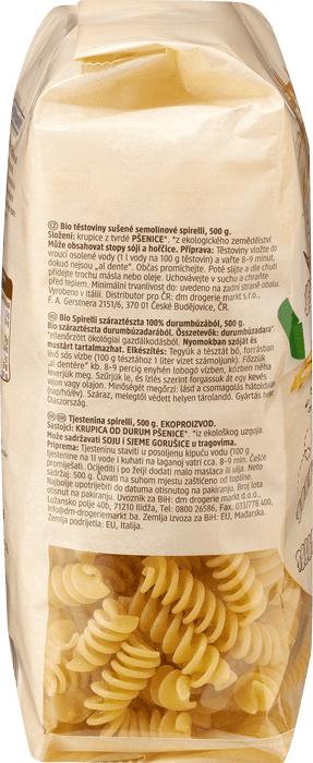 Био спираловидни макарони, 500 g