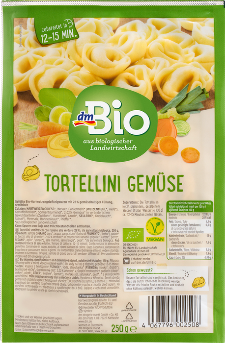 Био тортелини със зеленчуци, 250 g
