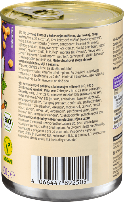 Био ястие нахут с кокосово мляко, 400 g