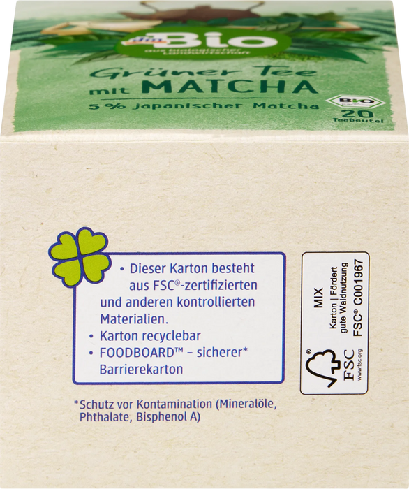 Био Зелен чай с японска матча (20 пакетчета х 1,5 g), 30 g