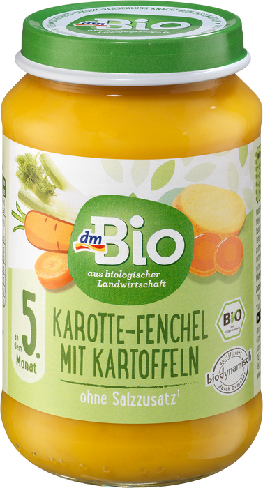 Био зеленчуково пюре с моркови, картофи и копър, 5+м, 190 g