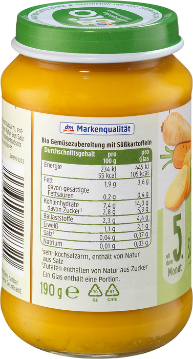 Био зеленчуково пюре със сладки картофи, 5+м, 190 g