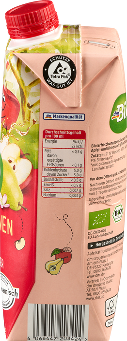Сок от ябълки и круши с минерална вода, 6+ месеца, 500 ml