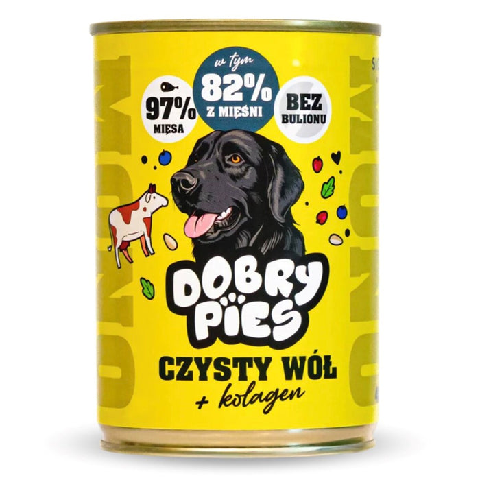DOBRY PIES Mono Pure Ox + Колаген – мокра храна за кучета – 400 г