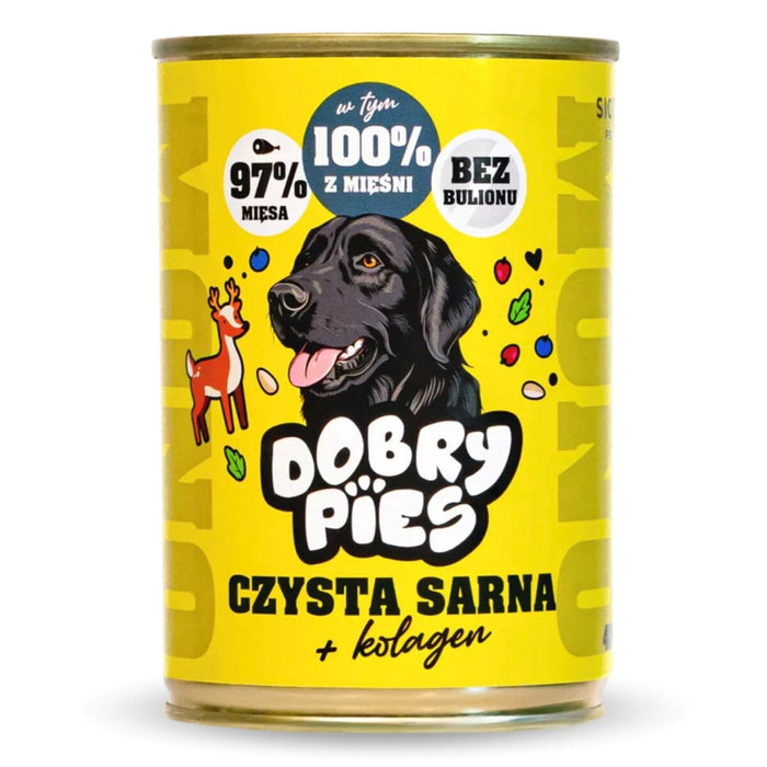 DOBRY PIES Mono Pure Roe Deer + Collagen – мокра храна за кучета – 400 г