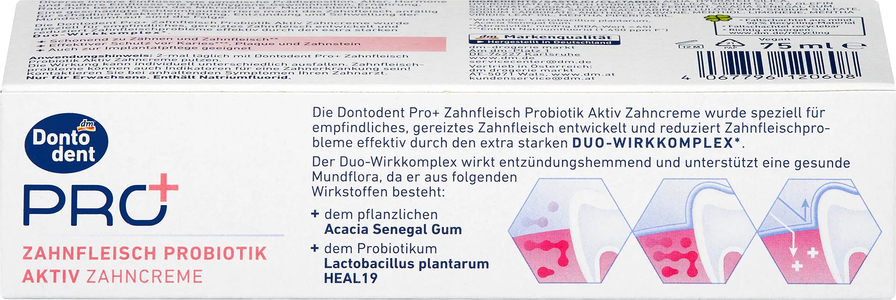 Паста за зъби с активен пробиотик за венци PRO+, 75 ml