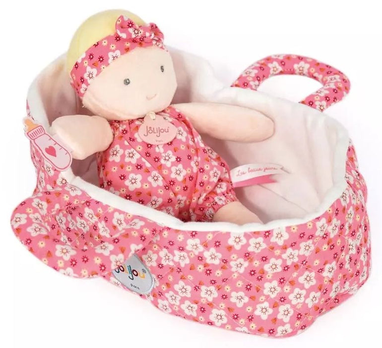 Мека кукла Doudou - Marylou, с текстилен кош за носене, 20 cm