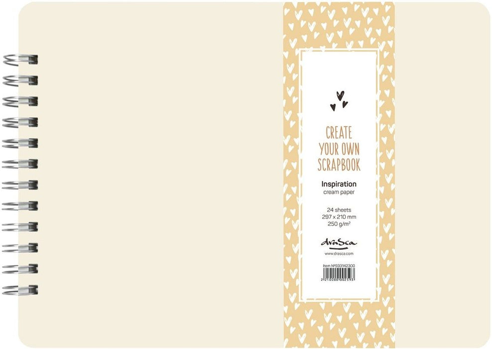 Скицник със спирала Drasca Inspiration - Кремав картон, 24 л, A4