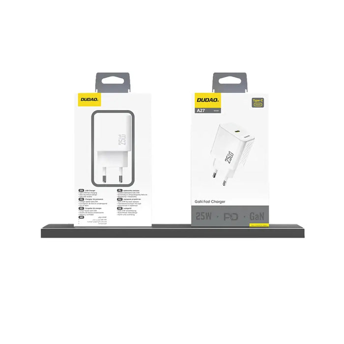 Dudao A27 25W GaN USB-C стенно зарядно устройство - бяло