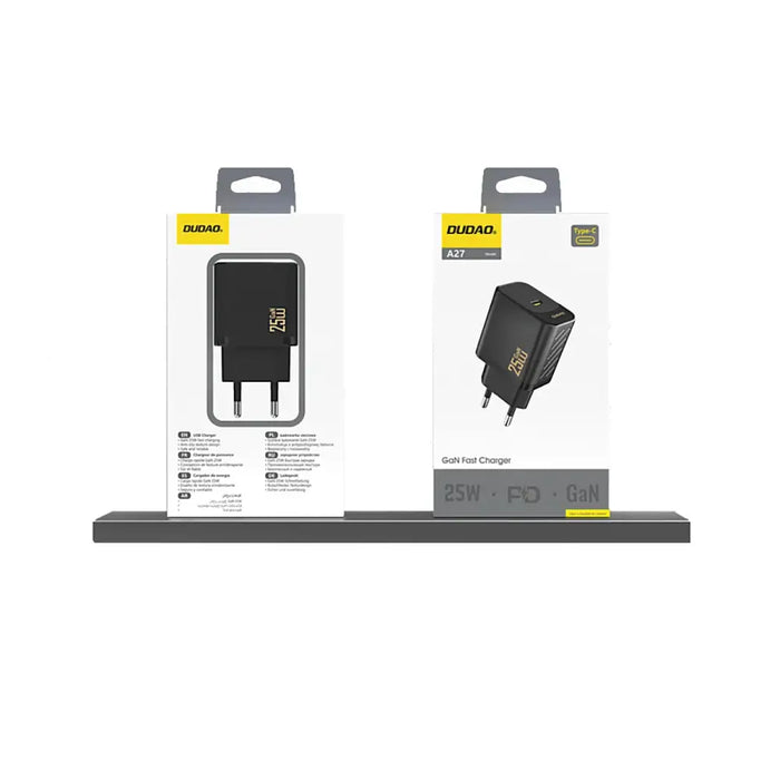 Dudao A27 25W GaN USB-C стенно зарядно устройство - черно