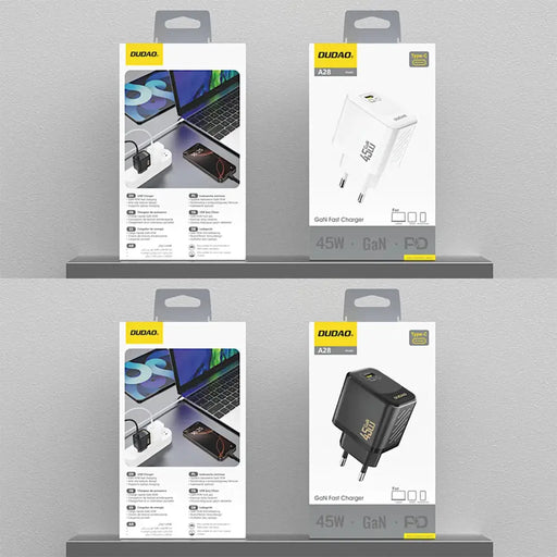 Dudao A28 45W GaN USB-C стенно зарядно устройство - черно