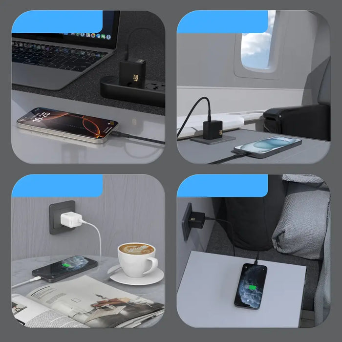 Dudao A28C 45W GaN черно зарядно за стена + USB-C кабел