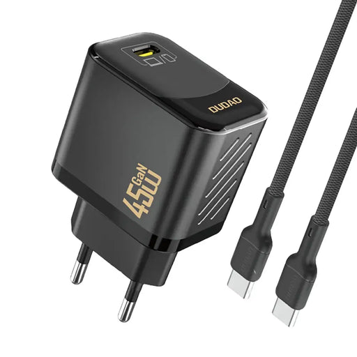 Dudao A28C 45W GaN черно зарядно за стена + USB-C кабел
