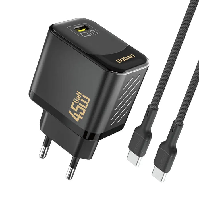Dudao A28C 45W GaN черно зарядно за стена + USB-C кабел