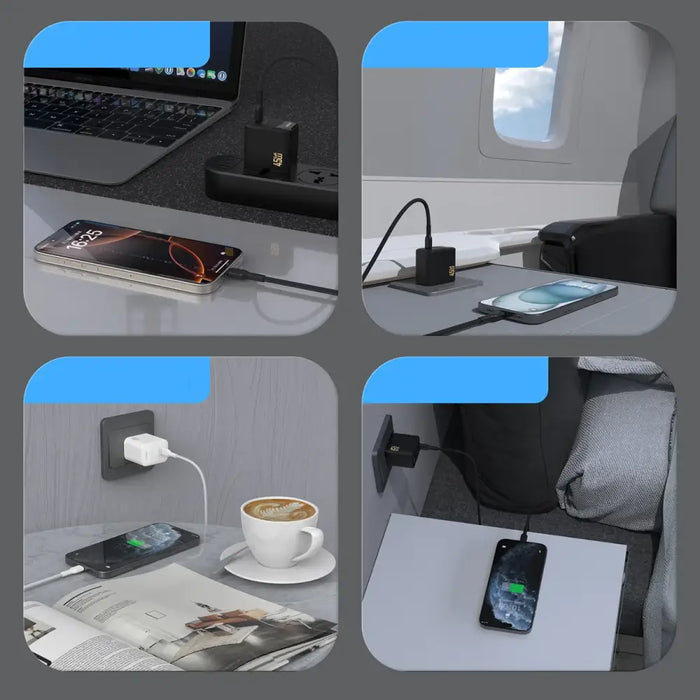 Dudao A28C 45W GaN стенно зарядно Бяло + USB-C кабел