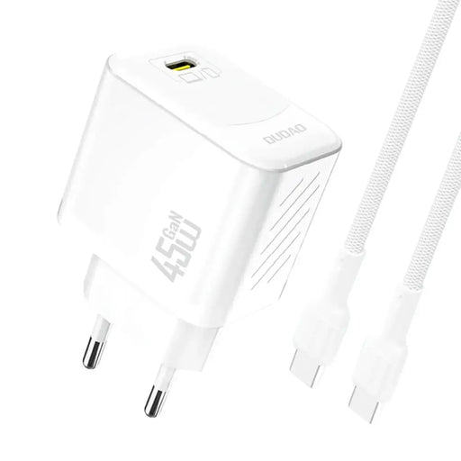 Dudao A28C 45W GaN стенно зарядно Бяло + USB-C кабел