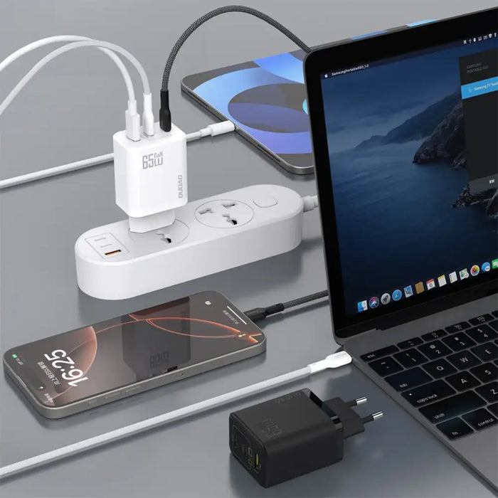 Dudao A29C 65W GaN черно стенно зарядно устройство + USB-C