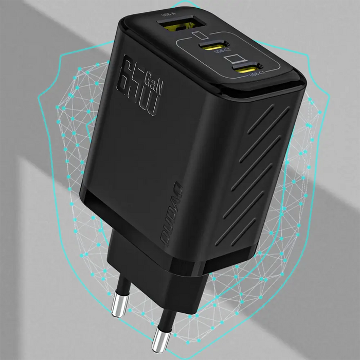 Dudao A29C 65W GaN черно стенно зарядно устройство + USB-C