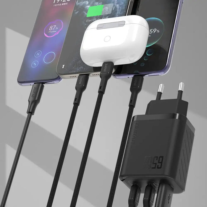 Dudao A29C 65W GaN черно стенно зарядно устройство + USB-C