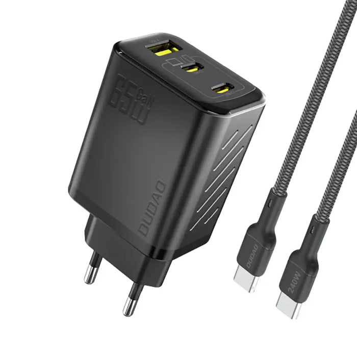 Dudao A29C 65W GaN черно стенно зарядно устройство + USB-C