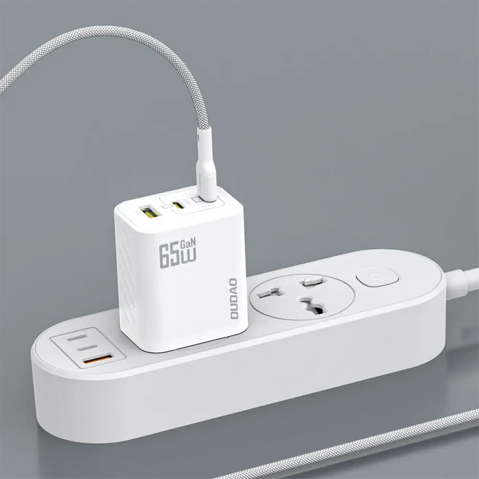 Dudao A29C 65W GaN стенно зарядно Бяло + USB-C кабел