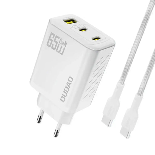 Dudao A29C 65W GaN стенно зарядно Бяло + USB-C кабел